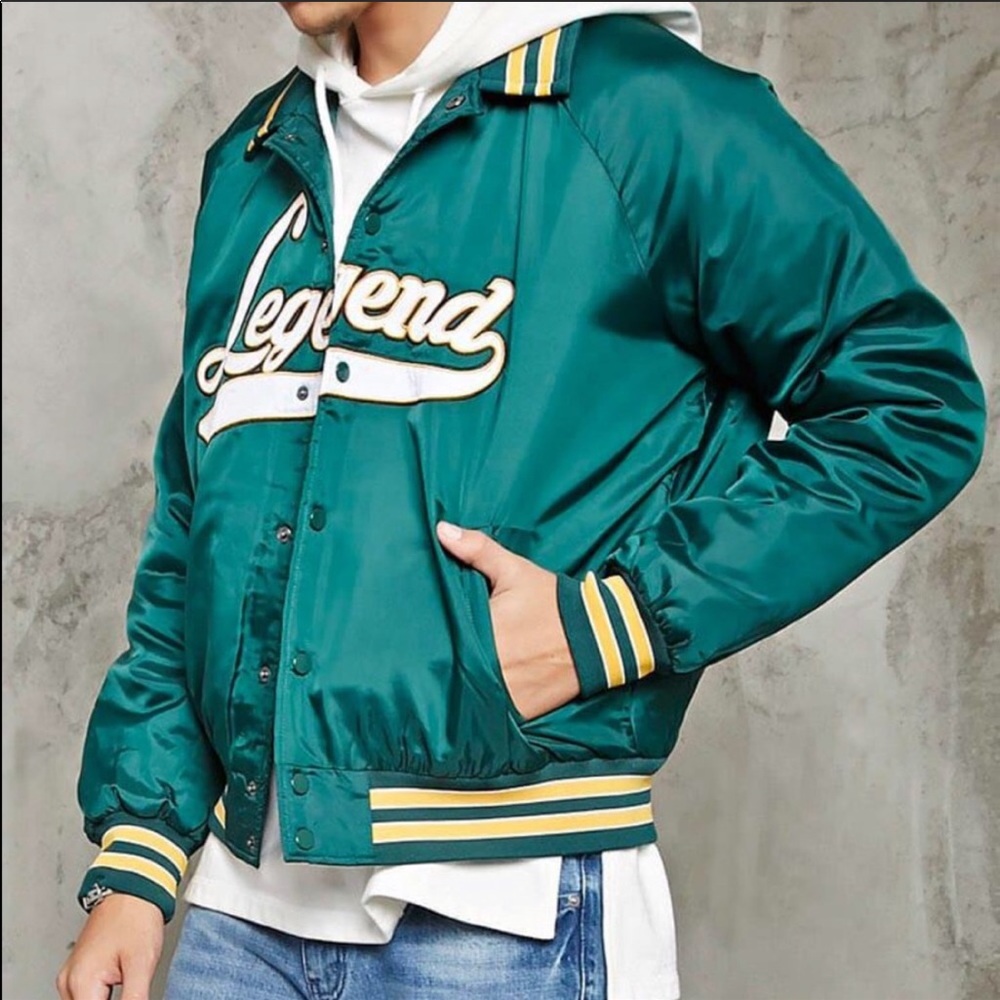 Collatd Green Letter Bomber Jacket
